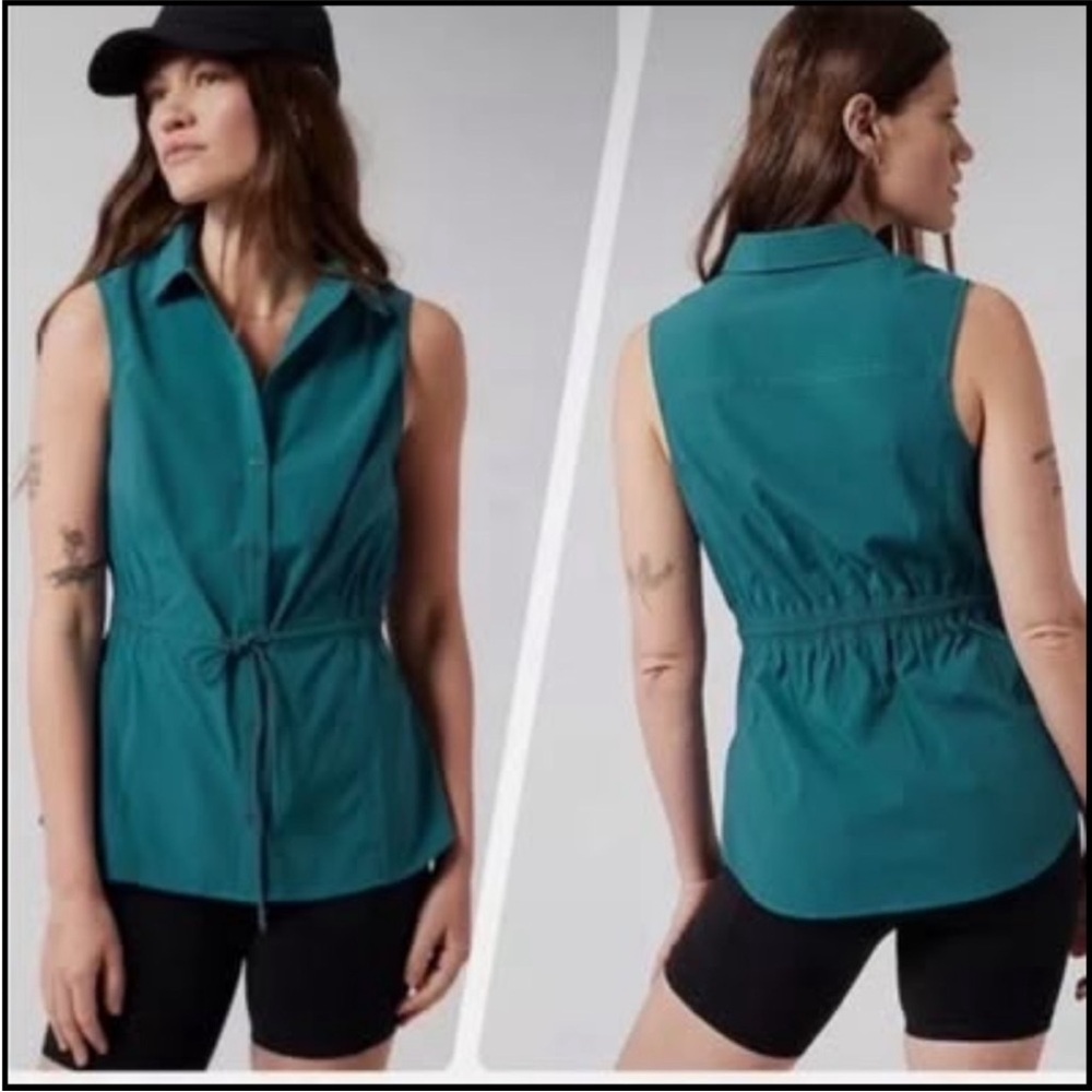 Athleta Levitate Poplin Tank Size Small Teal EUC